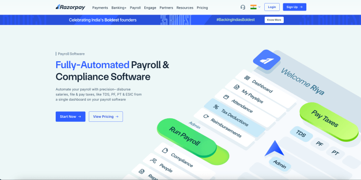 This graphic is showing "Razorpay software"