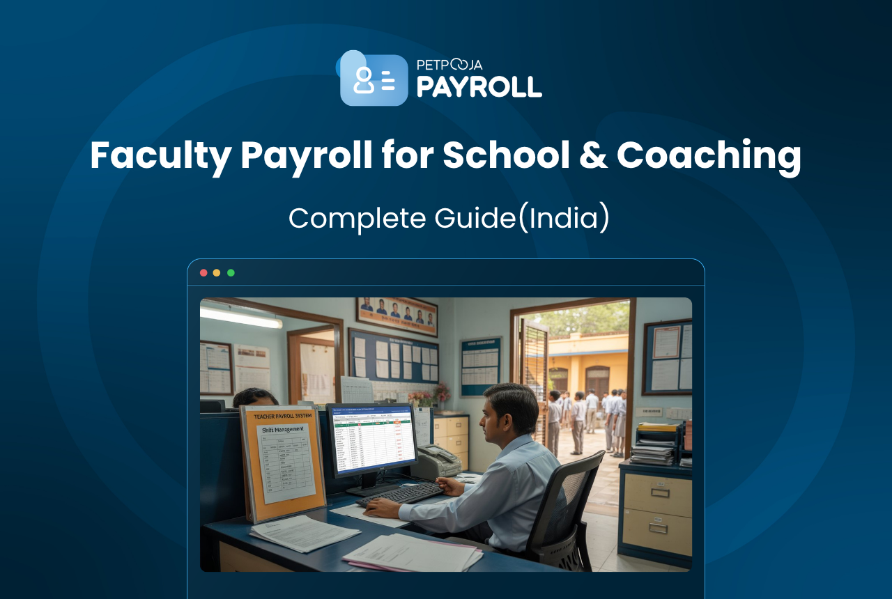 Faculty Payroll for Schools and Coaching Centres This Graphic image is about managing faculty payroll in schools and coaching centres
